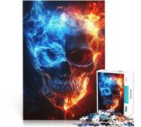 Puzzle da 1000 pezzi per adulti e adolescenti Teschio di fuoco e ghiaccio Fatto di cartone Adatto a partire dai 14 anni Giochi di famiglia offerte come regali per tutta la famiglia misurare：26x38cm