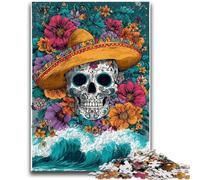 Puzzle da 1000 pezzi per adulti e adolescenti, teschio di zucchero, antistress, sfida difficile, migliora l'amore tra coppie, 50x75cm