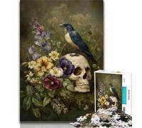 Puzzle da 1000 pezzi per adulti e adolescenti, teschio e corvo, giocattoli educativi per l'apprendimento, giochi per famiglie, adatti per la decorazione del desktop, 38x26cm