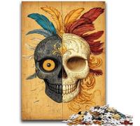 Puzzle da 1000 pezzi per adulti e adolescenti, teschio e piume Gioco educativo divertente e umoristico per compleanni, 50x75cm