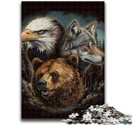 Puzzle da 1000 pezzi per adulti e adolescenti, The Animals of America, antistress, per trascorrere il tempo libero in casa, con poster abbinato e foglio di quiz, 26x38cm