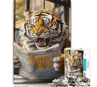 Puzzle da 1000 pezzi per adulti e adolescenti, tigre che legge un giornale, antistress, per ammazzare il tempo, lista dei desideri con Babbo Natale (75x50cm)