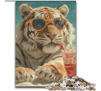 Puzzle da 1000 pezzi per adulti e adolescenti Tigre in vacanza, giochi educativi, decorazione per la casa, ideale come regalo per tutta la famiglia dimensioni 50x75cm