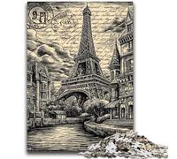 Puzzle da 1000 pezzi per adulti e adolescenti Torre Eiffel d'epoca, sfida difficile, antistress, rafforza l'amore tra coppie, 50x75cm