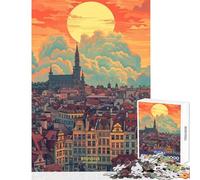 Puzzle da 1000 pezzi per adulti e adolescenti Tramonto a Bruxelles Belgio Decorazione per la casa Giocattoli Regali di compleanno Gioco impossibile Decompressione intellettuale Dimensioni 50x75cm