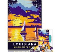 Puzzle da 1000 pezzi per adulti e adolescenti, tramonto sulla Louisiana, aiuta il cervello a esercitare i giocattoli avvincenti per coltivare la pazienza, decorazione da parete (38x26cm)