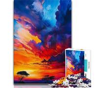 Puzzle da 1000 pezzi per adulti e adolescenti,tramonto sulla prateria africana,puzzle per adulti,giocattoli da gioco,ogni pezzo è unico - gioco divertente e stimolante per tutta la famiglia (38x26cm)