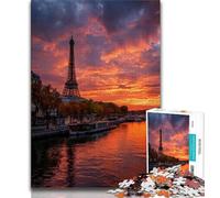 Puzzle da 1000 pezzi per adulti e adolescenti Tramonto sulla Torre Eiffel, antistress per trascorrere il tempo libero a casa, lista dei desideri con Babbo Natale (38x26cm)