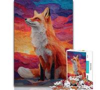 Puzzle da 1000 pezzi per adulti e adolescenti, tramonto sulla volpe, aiuta il cervello a esercitare i giocattoli avvincenti per coltivare la pazienza, decorazione perfetta (75x50cm)