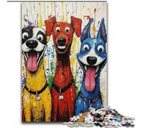 Puzzle da 1000 pezzi per adulti e adolescenti, Tre cani felici, attività per famiglie, decorazioni per la casa uniche e regali per bambini dai 14 anni in su (dimensioni 26x38cm)