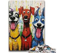 Puzzle da 1000 pezzi per adulti e adolescenti, tre cani felici, dai 14 anni in su, gioco pratico, regali di Natale, 26x38cm