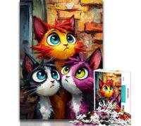 Puzzle da 1000 pezzi per adulti e adolescenti, tre gatti, impegnativo e difficile, decorazione da parete, regali unici per compleanno e Natale, adatto per bambini di età compresa tra 38 e 26cm