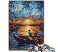 Puzzle da 1000 pezzi per adulti e adolescenti, Uccelli sotto le stelle, giocattoli per l'intrattenimento della famiglia con poster abbinato e foglio di quiz (26x38cm)