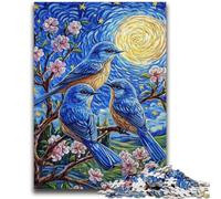 Puzzle da 1000 pezzi per adulti e adolescenti, uccellino azzurro sull'albero, sfida difficile e antistress, ideale come regalo per tutta la famiglia, 50x75cm