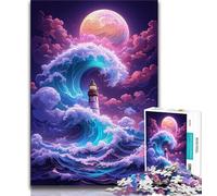 Puzzle da 1000 pezzi per adulti e adolescenti "Un faro tra le onde" per adolescenti, giochi educativi per famiglie, regalo per la decorazione della casa (dimensioni 75x50cm)