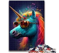 Puzzle da 1000 pezzi per adulti e adolescenti, unicorni con occhiali, puzzle da 1000 pezzi, per giochi educativi, giocattoli, offerte come regali per tutta la famiglia, 50x75cm