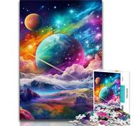 Puzzle da 1000 pezzi per adulti e adolescenti Universo colorato, antistress, per ammazzare il tempo, lista dei desideri con Babbo Natale (38x26cm)