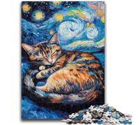 Puzzle da 1000 pezzi per adulti e adolescenti Van Gogh Cielo notturno Gatto nero Gioco impegnativo e gioco in famiglia Un'opera d'arte per età 14 26x38cm