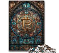 Puzzle da 1000 pezzi per adulti e adolescenti, vetrate colorate, Bitcoin per bambini dai 14 anni in su, gioco impossibile, regalo di Natale e compleanno, 50x75cm