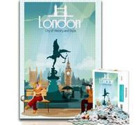 Puzzle da 1000 pezzi per adulti e adolescenti, viaggi nella città di Londra, storia, giocattoli, giochi educativi, antistress, decorazioni per la casa uniche e regali (75x50cm)