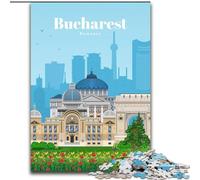 Puzzle da 1000 pezzi per adulti e adolescenti Viaggio a Bucarest, gioco educativo e sfida giocattolo per migliorare la memoria per 14 anni 26x38cm