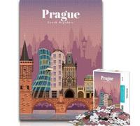 Puzzle da 1000 pezzi per adulti e adolescenti Viaggio a Praga, giochi educativi Decorazione per la casa Gioco educativo per compleanno, Natale (38x26cm)