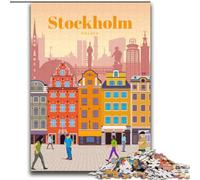 Puzzle da 1000 pezzi per adulti e adolescenti, Viaggio a Stoccolma, giocattolo educativo intellettuale decomprimente, regalo di compleanno, regali 75x100cm