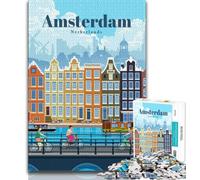 Puzzle da 1000 pezzi per adulti e adolescenti Viaggio ad Amsterdam, gioco stimolante e gioco educativo per famiglie per compleanni e Natale (38x26cm)