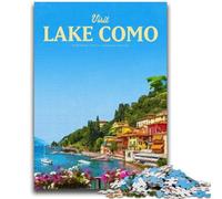 Puzzle da 1000 pezzi per adulti e adolescenti Visita il lago di Como, giocattolo educativo antistress per l'interazione genitore-figlio per bambini dai 14 anni in su (dimensioni 50x75cm)
