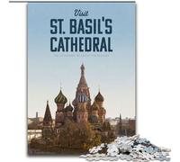 Puzzle da 1000 pezzi per adulti e adolescenti Visita la Cattedrale di San Basilio Giocattoli per l'intrattenimento della famiglia con poster abbinato e foglio di quiz (50x75cm) 1000 pezzi