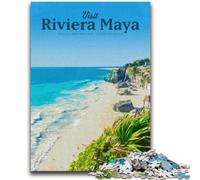 Puzzle da 1000 pezzi per adulti e adolescenti Visita la Riviera Maya Puzzle per adolescenti, con poster abbinato e foglio di quiz per età 14+ (26x38cm)