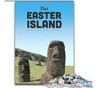 Puzzle da 1000 pezzi per adulti e adolescenti Visita l'Isola di Pasqua, gioco per famiglie antistress, sfida difficile, migliora l'amore tra coppie, 38x26cm