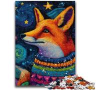 Puzzle da 1000 pezzi per adulti e adolescenti Volpe che indossa una sciarpa Aiuta il cervello a esercitare Giocattoli avvincenti per coltivare la pazienza Interazione genitore-figlio 50x75cm