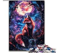 Puzzle da 1000 pezzi per adulti e adolescenti Volpe sotto la luna Giochi educativi Decorazione per la casa Regalo di compleanno, regali, arte murale (dimensioni 50x75cm)