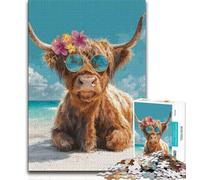 Puzzle da 1000 pezzi per adulti e adolescenti Yak con gli occhiali, arte a carboncino per uccidere il tempo trascorso in casa e decorare la casa (38x26cm)