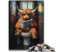 Puzzle da 1000 pezzi per adulti e adolescenti Yak seduto sul water, antistress, per ammazzare il tempo, vacanza a casa, lista dei desideri con Babbo Natale, 50x75cm