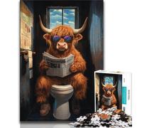 Puzzle da 1000 pezzi per adulti e adolescenti Yak seduto sul water, puzzle per adolescenti, adatto come decorazione da scrivania per bambini dai 14 anni in su (dimensioni 75x50cm)