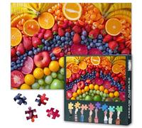 Puzzle da 1000 pezzi per adulti e anziani, motivo arcobaleno, frutta, vitamine, arte colorata, ideale come sfida per la concentrazione e le abilità motorie, 50,5 x 70,5 cm