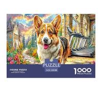 Puzzle da 1000 pezzi per adulti e bambini con Corgi in Landscape - Gioco educativo con Corgi sorridente in città, gioco di decompressione per famiglie, divertente e stimolante, 52x38 cm/1000 pezzi