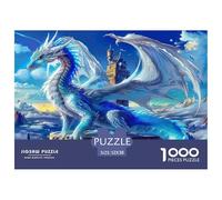 Puzzle da 1000 pezzi per adulti e bambini con pterosauro Castello del drago di ghiaccio, blu, maestoso, fantasy, gioco per famiglie, divertente e stimolante, gioco educativo, sfida 52x38cm/1000pcs