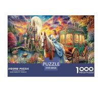 Puzzle da 1000 pezzi per adulti e bambini con scena di Cenerentola | Dettagliato - Carrozza con castello sullo sfondo, gioco educativo in carta riciclata, decompressione 38x26 cm/1000 pezzi