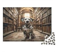 Puzzle da 1000 pezzi per adulti e bambini con simpatico cane: dalmata in biblioteca, divertente regalo e attività per la casa dai 12 anni in su, 38x26 cm/1000 pezzi