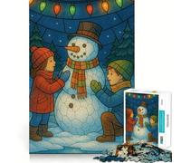 Puzzle da 1000 pezzi per adulti e bambini,raffigurante un pupazzo di neve Illustrazione,taglio perfetto,gioco divertente che favorisce la concentrazione,regalo per un compleanno o un hobby (50x75cm)