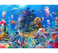 Puzzle da 1000 pezzi per adulti e famiglie, puzzle mondo marino polpo nave pirata tesoro regalo .68,6 x 50,8 cm puzzle grande - Ogni pezzo è unico