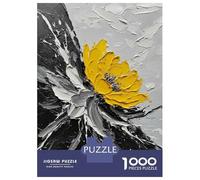 Puzzle Da 1000 Pezzi Per Adulti E Ragazzi Abstract Floral Painting with Yellow Flower Puzzle Gioco Per Famiglie Sfida Difficile Difficile E Sfida 70x50cm/1000pcs