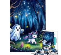 Puzzle da 1000 pezzi per adulti e ragazzi adorabile puzzle con fantasmi e unicorni gioco per famiglie decorazione da parete compleanno e Natale (dimensioni 38x52cm)