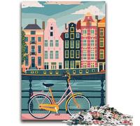 Puzzle da 1000 pezzi per adulti e ragazzi Amsterdam Canal Bike Design vivace e unico Esperienza di puzzle rilassante e stimolante (dimensioni 50x70cm)