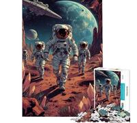 Puzzle da 1000 pezzi per adulti e ragazzi astronauti che esplorano un pianeta alieno paesaggio puzzle per ragazzi giocattolo decorativo da parete migliora la memoria difficile e stimolante (38x26cm)