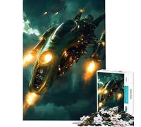 Puzzle da 1000 pezzi per adulti e ragazzi astronave verde in volo gioco intellettuale rilassante antistress ottimo regalo (dimensioni 38x26cm)