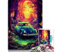 Puzzle da 1000 pezzi per adulti e ragazzi, auto al neon nella natura, 1000 pezzi per adulti, regalo di compleanno, regali, arte murale per età 14+ (dimensioni 38x26cm)